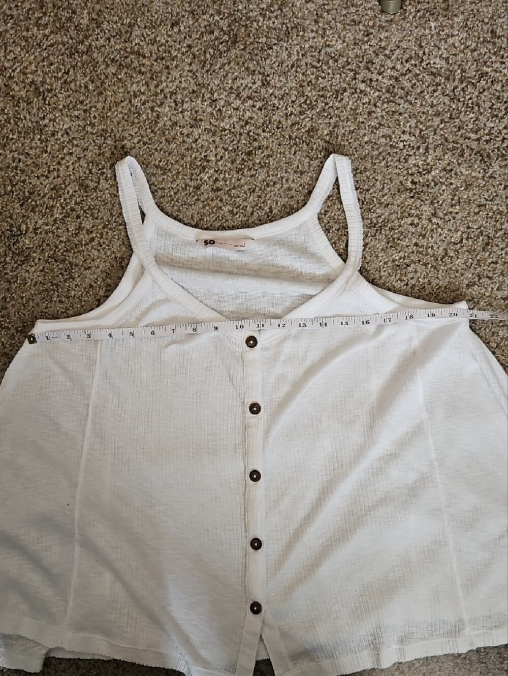 SO White Ribbed Button-Front Women's Tank - Picture 3 of 6